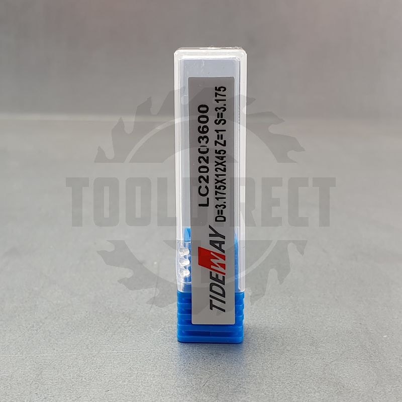 Фреза спиральная для ЧПУ однозаходная Z1 (нижний рез) D=3.175x12x45 S=3.175 Tideway