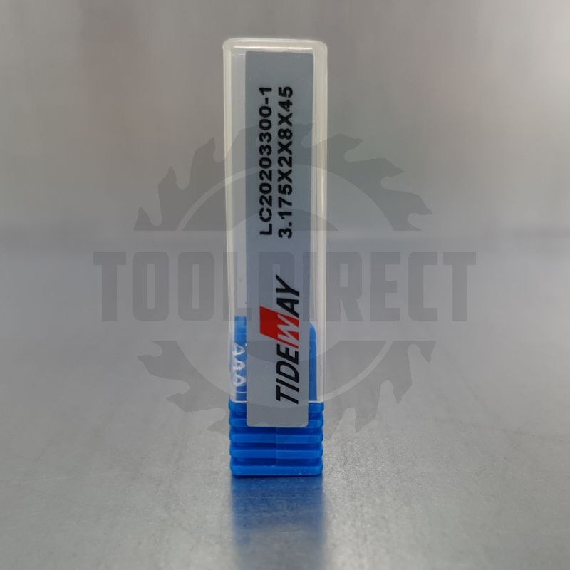 Фреза спиральная для ЧПУ однозаходная Z1 (нижний рез) D=2x8x50 S=3.175 Tideway