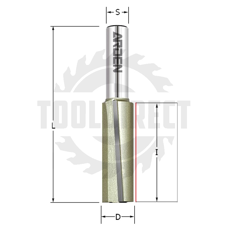 Фреза концевая прямая пазовая для фрезера и ЧПУ D=12x30x62 S=8 (наклонное лезвие 3°) Z2 HW ARDEN