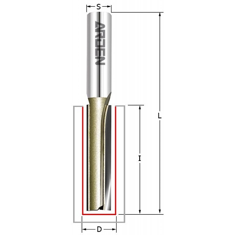 Фреза концевая прямая пазовая для фрезера и ЧПУ D=10x30x76 S=12 Z2 HW ARDEN   