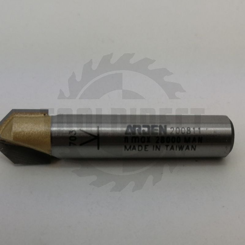 Фреза пазовая конусная V-образная угол V=90° D=9.5x9.5x43 S=8 Z2 HW ARDEN