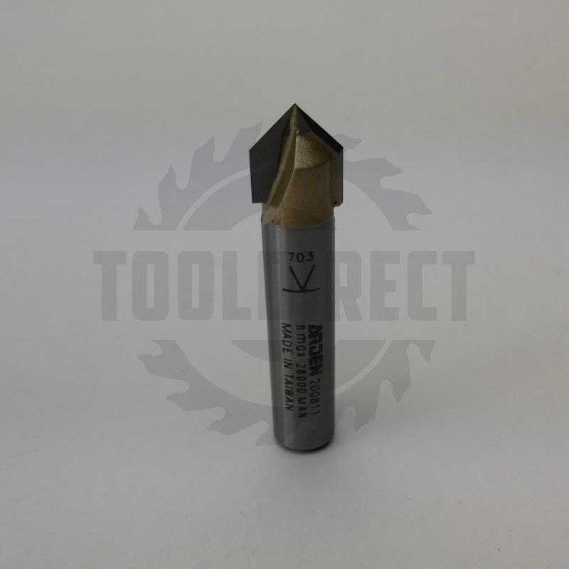 Фреза пазовая конусная V-образная угол V=90° D=9.5x9.5x43 S=8 Z2 HW ARDEN