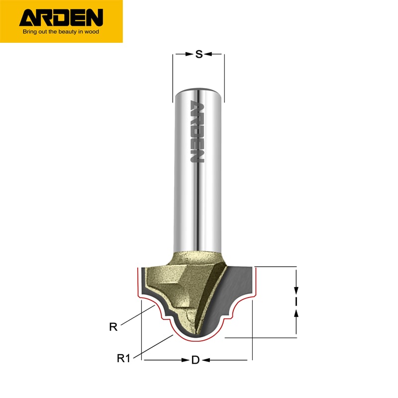 Фреза концевая Классический узор R=4 D=19.05x12.7x45 S=8 Z2 HW ARDEN   