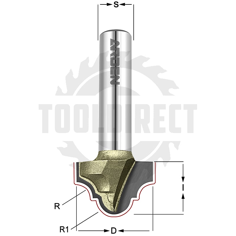 Фреза концевая Классический узор R=4 D=19.05x12.7x45 S=8 Z2 HW ARDEN   