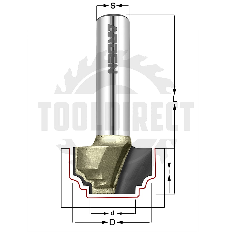 Фреза концевая "Декоративный Гусёк" R=2.4 D=19x11x40 d1=11.1 S=8 Z2 HW ARDEN