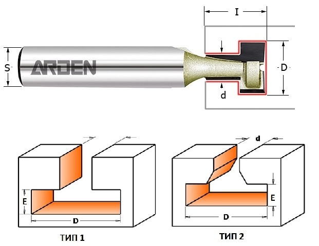 Фреза концевая пазовая Т-образная M9 D=30x17.6/8 (L=60, D2=9.5) S=12 Z2 HW ARDEN   