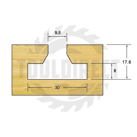 Фреза концевая пазовая Т-образная M9 D=30x17.6/8 (L=60, D2=9.5) S=12 Z2 HW ARDEN   