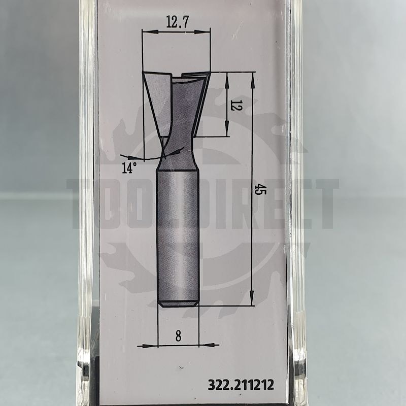 Фреза концевая "Ласточкин хвост" угол 14° D=12.7x12x45 S=8 PROCUT