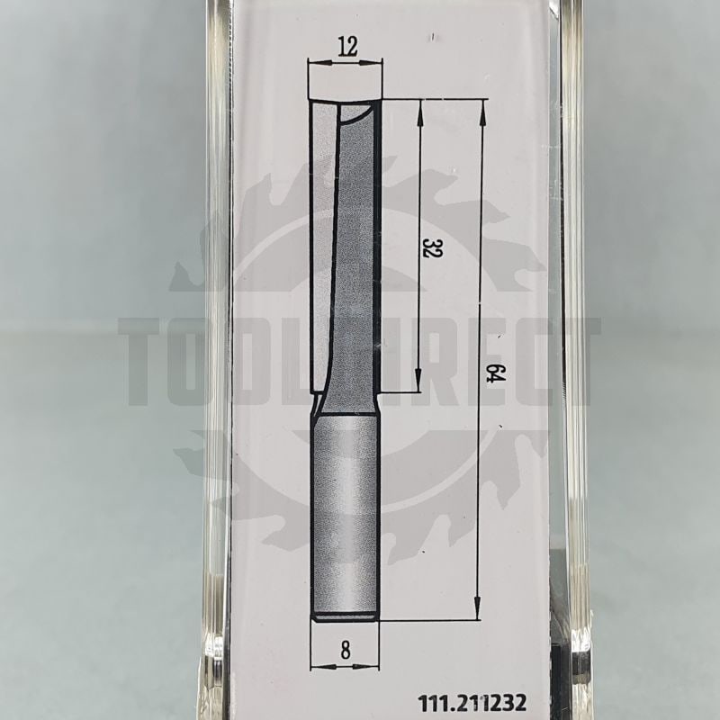 Фреза концевая прямая пазовая для ручного и ЧПУ D=12x32x64 S=8 Z2 HW PROCUT   