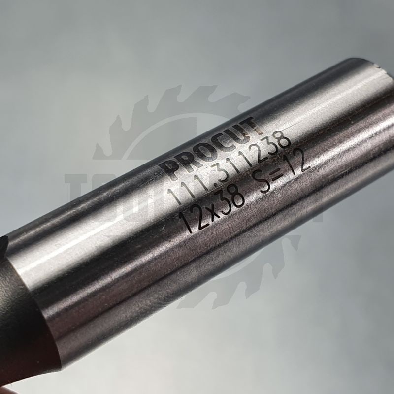 Фреза концевая прямая пазовая для фрезера и ЧПУ D=12x38x82 S=12 Z2 HW PROCUT   
