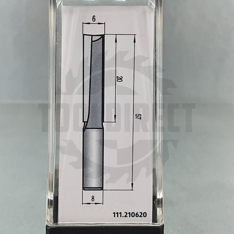 Фреза концевая прямая пазовая для фрезера и ЧПУ D=6x20x57 S=8 Z2 HW PROCUT