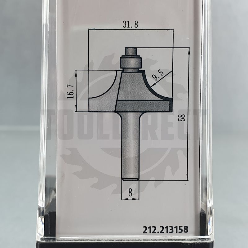 Фреза радиусная с полками "Калёвка" (нижний подшипник) R=9.5 D=31.8x16.7x58 S=8 Z2 HW PROCUT   