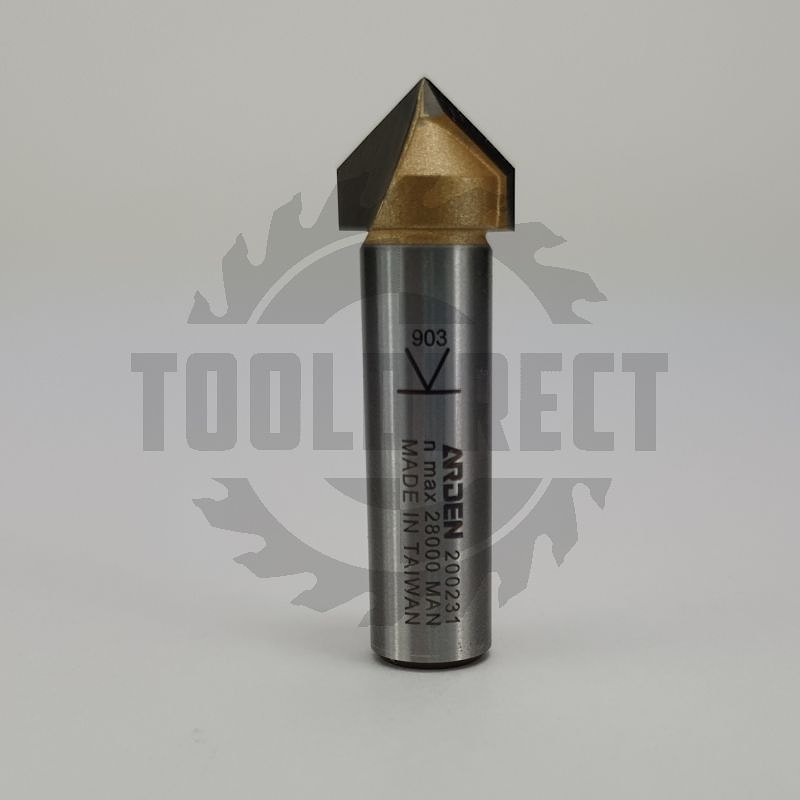 Фреза концевая пазовая конусная V-образная угол V=90° D=15.9x12.7x45 S=12 Z2 HW ARDEN