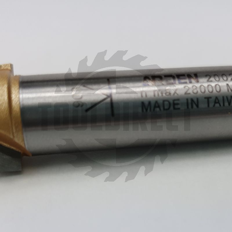 Фреза концевая пазовая конусная V-образная угол V=90° D=15.9x12.7x45 S=12 Z2 HW ARDEN