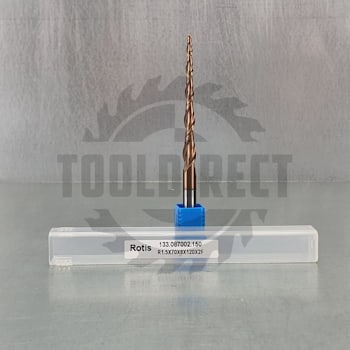 Фреза спиральная двухзаходная конусная сферическая (коническая) R=1.5 D=3x70x120 S=8 ALTiN Rotis — артикул 133.087002.150