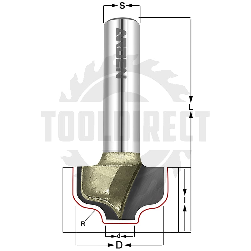 Фреза концевая профильная "Гусёк" R=5 R=2 D=14x10x50 d1=4 S=12 Z2 HW ARDEN   