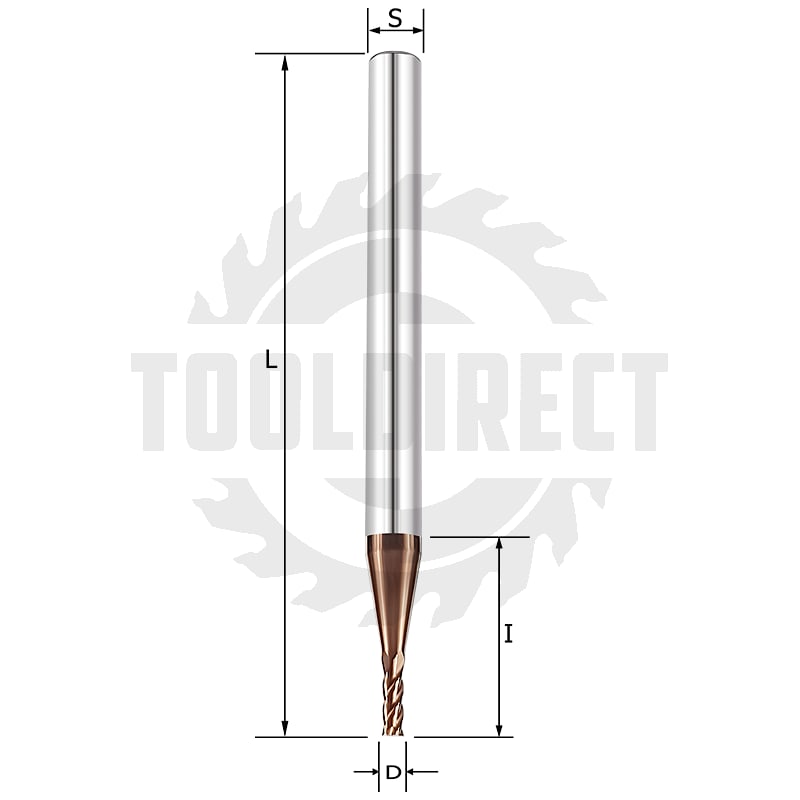 Фреза спиральная твердосплавная Z4 по стали для станка с ЧПУ TiAlN D=2x6x50 S=4 Rotis   
