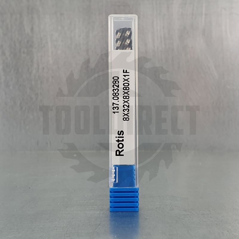 Фреза спиральная однозаходная Z1 (верхний рез) D=8x32x80 S=8 Rotis   