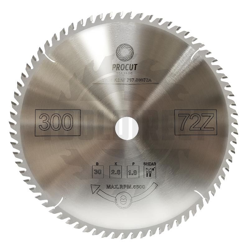 Пильный диск D=300x30x2.6/1.8 Z=72 ATB по дереву, фанере поперечный рез PROCUT