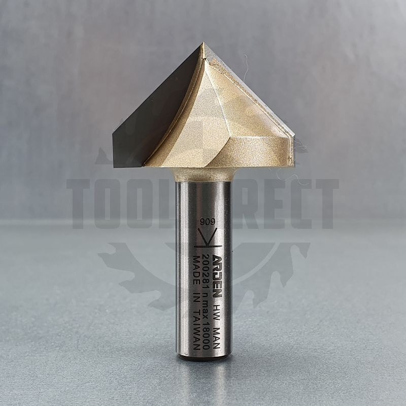 Фреза концевая пазовая конусная V-образная угол V=90° D=38.1x25.4x66 S=12 Z2 HW ARDEN