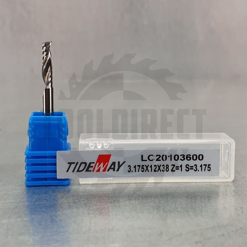 Фреза спиральная Z1 однозаходная (верхний рез) D=3.175x12x38 S=3.175 Tideway