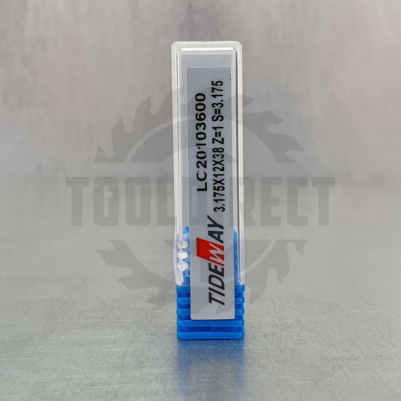 Фреза спиральная Z1 однозаходная (верхний рез) D=3.175x12x38 S=3.175 Tideway