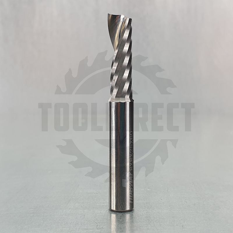 Фреза концевая спиральная Z1 однозаходная (верхний рез) D=8x22x60 S=8 Tideway   