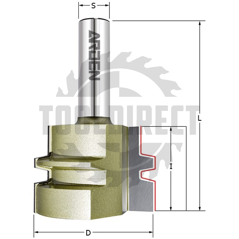 Фреза концевая "Сращивание Щит" 15-30мм D=38.1x32x71 S=12 Z2 HW ARDEN   