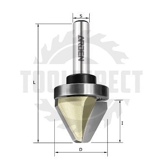 Фреза концевая конусная угол 60° (верхний подшипник 706100) D=25.4x19x57 S=8 Z2 HW ARDEN