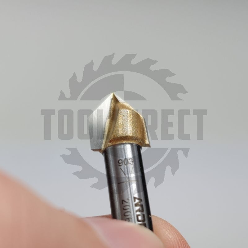 Фреза концевая пазовая конусная V-образная угол V=90° D=9.5x9.5x43 S=6 Z2 HW ARDEN
