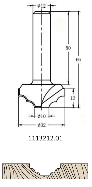 Фреза алмазная филёночная TD-111 D=32x13x66 S=12 Rotis 1113212.01  