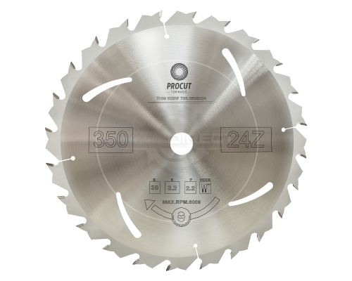 Пильный диск D=350x30x3.2/2.2 Z=24 ATB продол рез по древесине, защита отдачи PROCUT  
