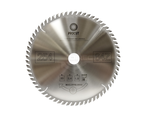 Пильный диск D=254x30x2.4/1.6 Z=64 ATB поперечный рез по древесине PROCUT  