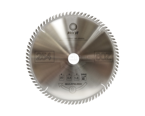 Пильный диск D=254x30x2.4/1.6 Z=80 ATB поперечный рез по древесине PROCUT  