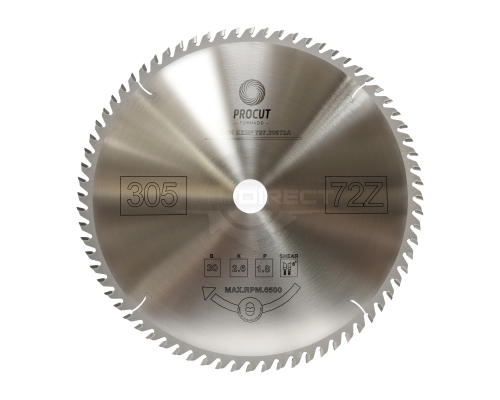 Пильный диск D=305X30X2.6/1.8 Z=72 ATB поперечный рез дерево/фанера PROCUT  